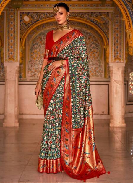 Dark Green Colour Patola Paithani Rewaa New Latest Designer Festive Wear Saree Collection 496 H